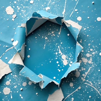 Creative Blue Torn Paper Backdrop with White Splatter for Business Use photo