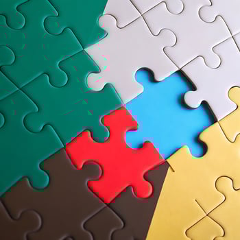 Colorful Jigsaw Puzzle Pieces Assembling for Business Strategy and Solution photo