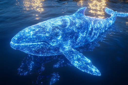 Digital Whale Sculpture at Sunset - Oceanic Art for Innovative Design and Print photo