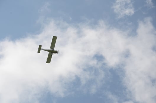 Airplane in the sky, airplane silhouette, flying small plane, small aviation photo