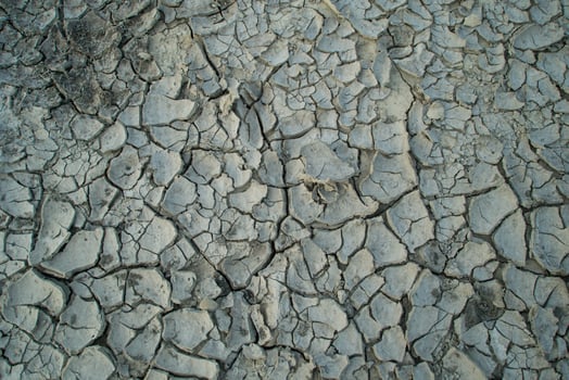 Cracks have appeared in the ground due to lack of rain for many days photo