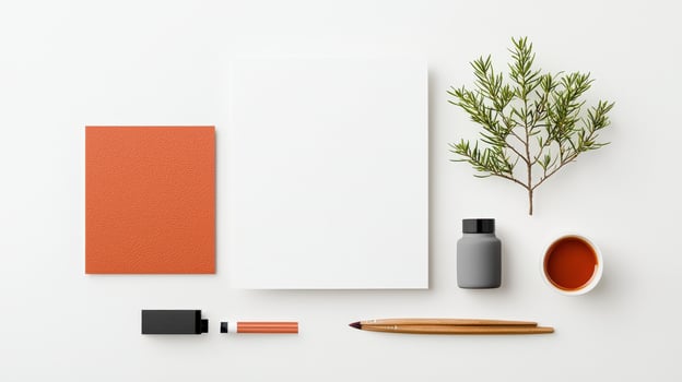 A white and orange square is on a white background photo
