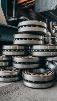 A pile of metal bearings sitting on top of a machine photo