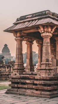 Beautiful columns architecture of ancient ruins of temple in hampi karnataka india photo