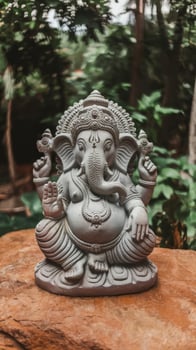 Lord ganesha sculpture on nature background photo