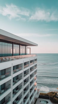 A hotel overlooking the ocean with a balcony photo