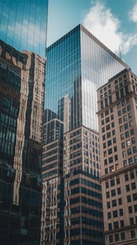 A view of tall buildings in a city photo