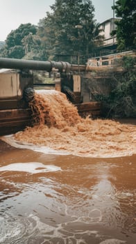 A river with brown water flowing through it photo