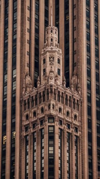 The top of a tall building with a clock on it photo