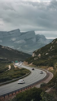 A highway with cars driving on it photo