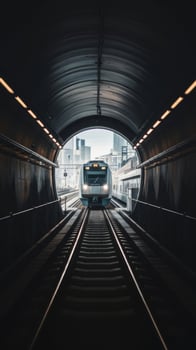 A train is going through a tunnel photo