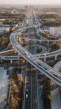 Aerial view of highway intersection in the city photo