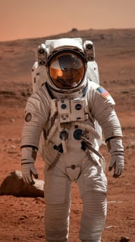 An astronaut walking on the surface of mars photo