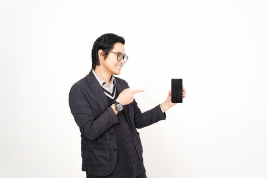 A man in glasses holding a cell phone photo