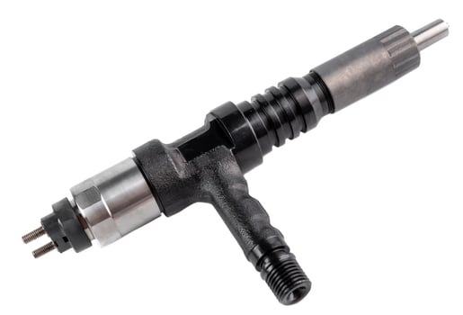 Fuel injector on white background closeup photo
