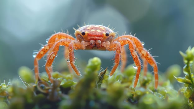 close-up of a small spider on grass photo