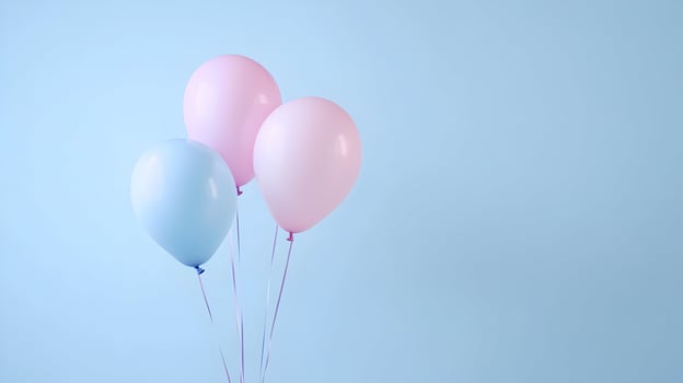 Pastel Balloons on Light Blue Background Perfect for Celebrations and Parties photo