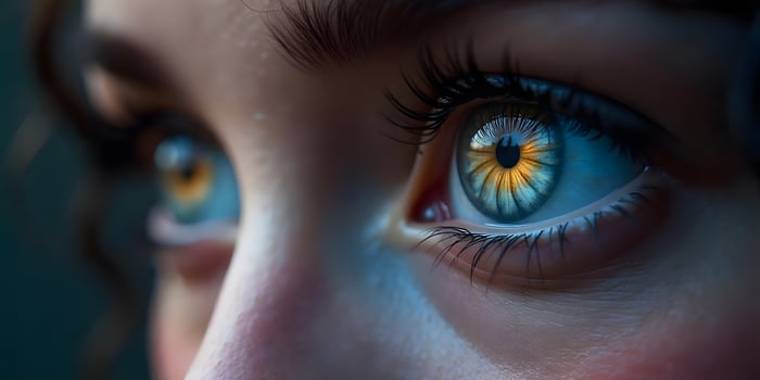 Close-up of Striking Human Eyes with Heterochromia and Detailed Lashes photo