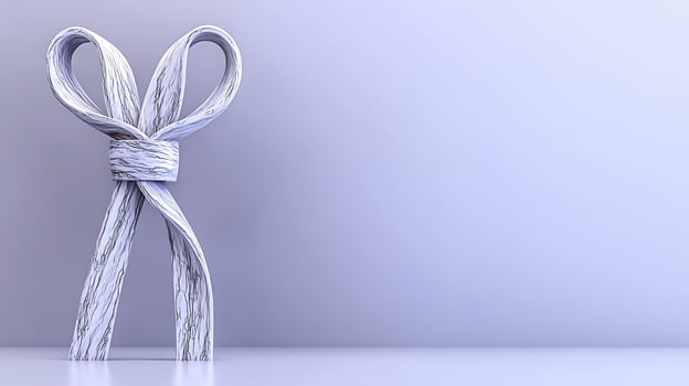 A beautifully crafted ribbon sculpture tied in a bow, set against a soft gradient background photo