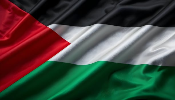 Waving Palestinian Flag Close-up Showing Texture and Color photo