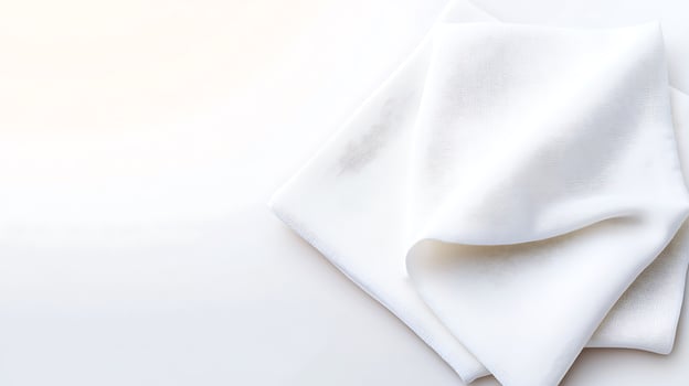 A pristine white cloth elegantly draped on a clean surface, highlighting its texture and minimalism photo