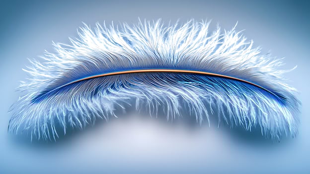 A vibrant blue feather with intricate details against a soft gradient background photo