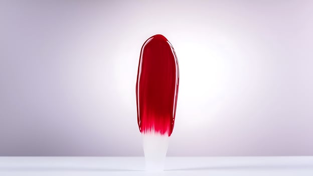 A vibrant red popsicle stands against a soft gradient background, evoking summer joy photo