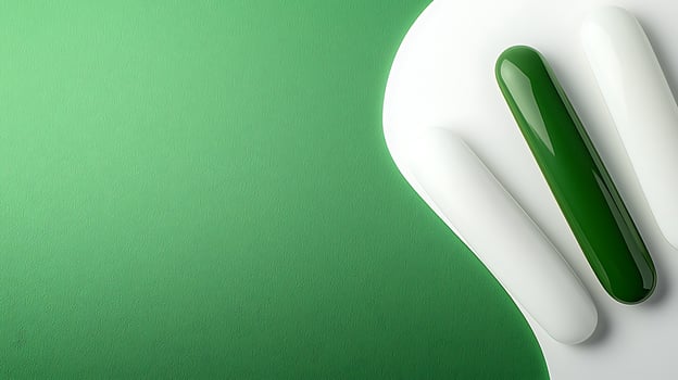 Abstract composition featuring smooth green and white shapes on a minimalistic background photo