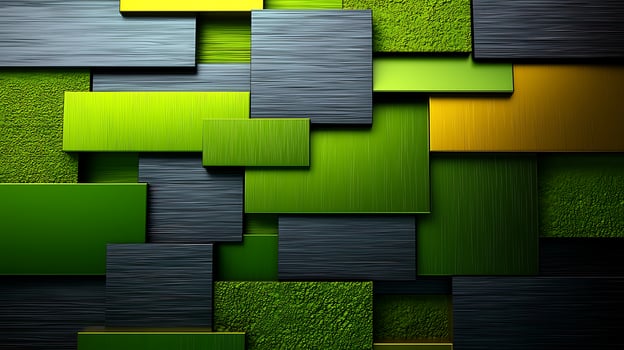 Abstract composition of green and gray textured panels arranged in a modern design photo
