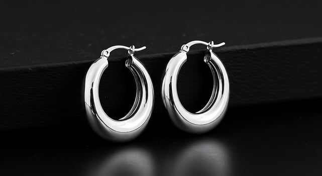 Elegant Silver Hoop Earrings photo