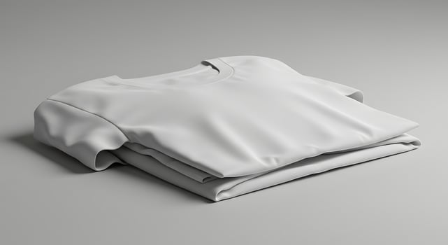 A Neatly Folded White Crew Neck TShirt Ready for Display or Sale photo