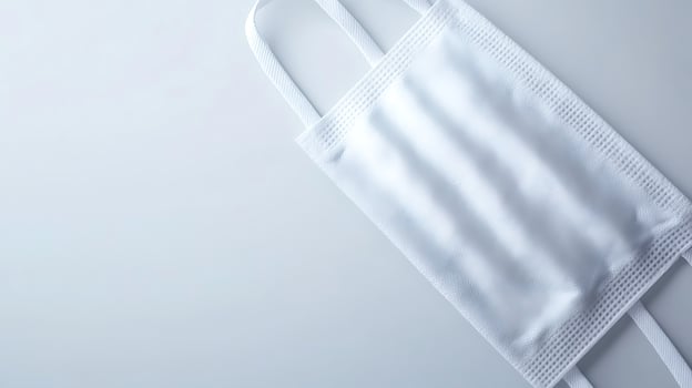 Clean white mask on a smooth surface, highlighting simplicity and hygiene in a minimalistic setting photo