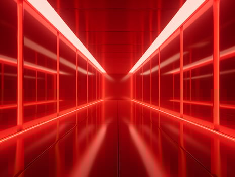 Red neon lights in a dark room photo