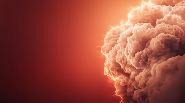 Dramatic sunset with vibrant orange and red hues illuminating a large cloud formation photo