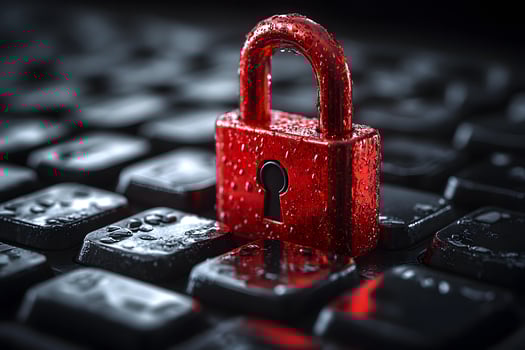 Cybersecurity Concept Red Lock on Wet Keyboard for Digital Protection Art photo