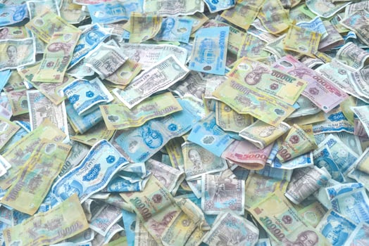 Many vietnamese dongs money close up photo