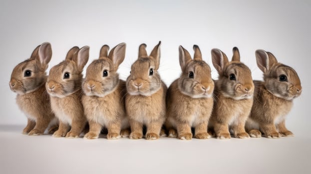 A group of rabbits standing in a row photo