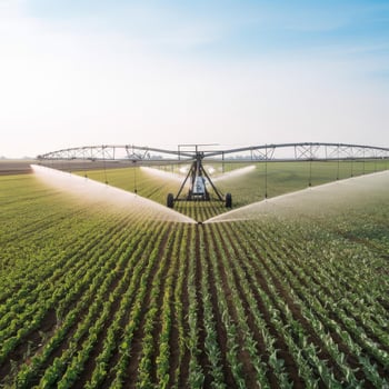 Crop irrigation using the center pivot sprinkler system photo