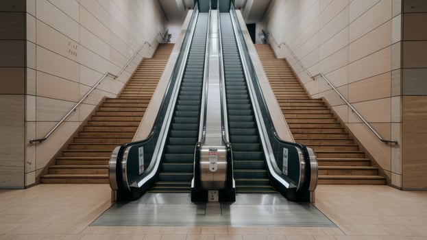 Hall with escalator photo