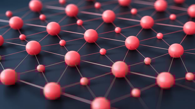 A close up of a network of red balls photo