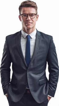 A man in a suit and glasses photo
