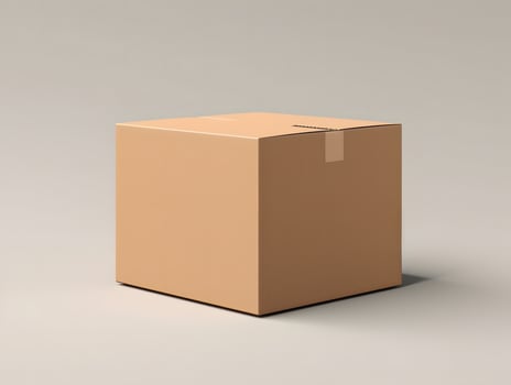 A cardboard box sitting on a table with a white background photo
