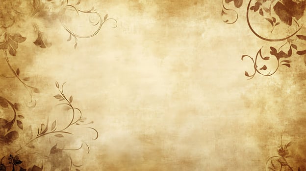 Elegant floral designs adorn a textured parchment background creating a vintage artistic backdrop with natural elements and aged look photo