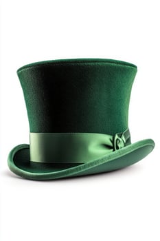 A vibrant green top hat adorned with a satin ribbon, symbolizing celebration and festive occasions. photo