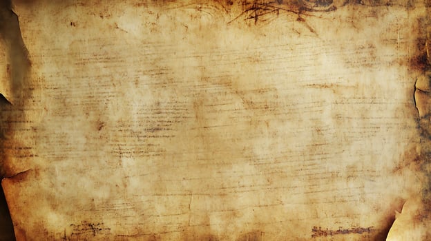 Aged parchment scroll with distressed edges and old writing evokes history and nostalgia Perfect for vintage or fantasy themes photo