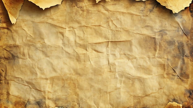 Close up of antique parchment paper with textured surface and ragged edges stained with age Great vintage background image photo