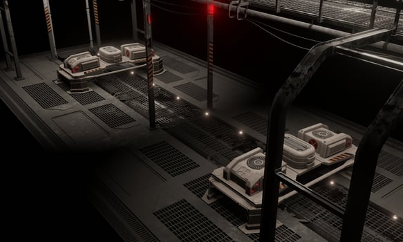 Sci-fi computer in base of operations modular 3d rendering wallpaper background photo