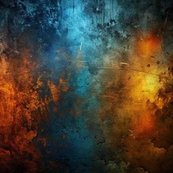 Abstract Grunge Texture with Blue and Orange Hues Deeply Textured Background photo