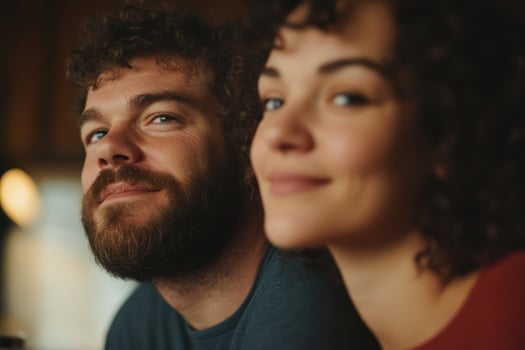 Friends enjoying a cozy moment together in a warm cabin setting during a winter evening photo