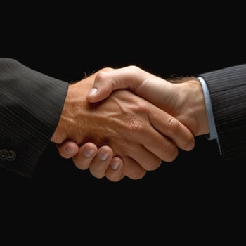 Close-up of a strong handshake between two business professionals, symbolizing partnership and agreement. photo